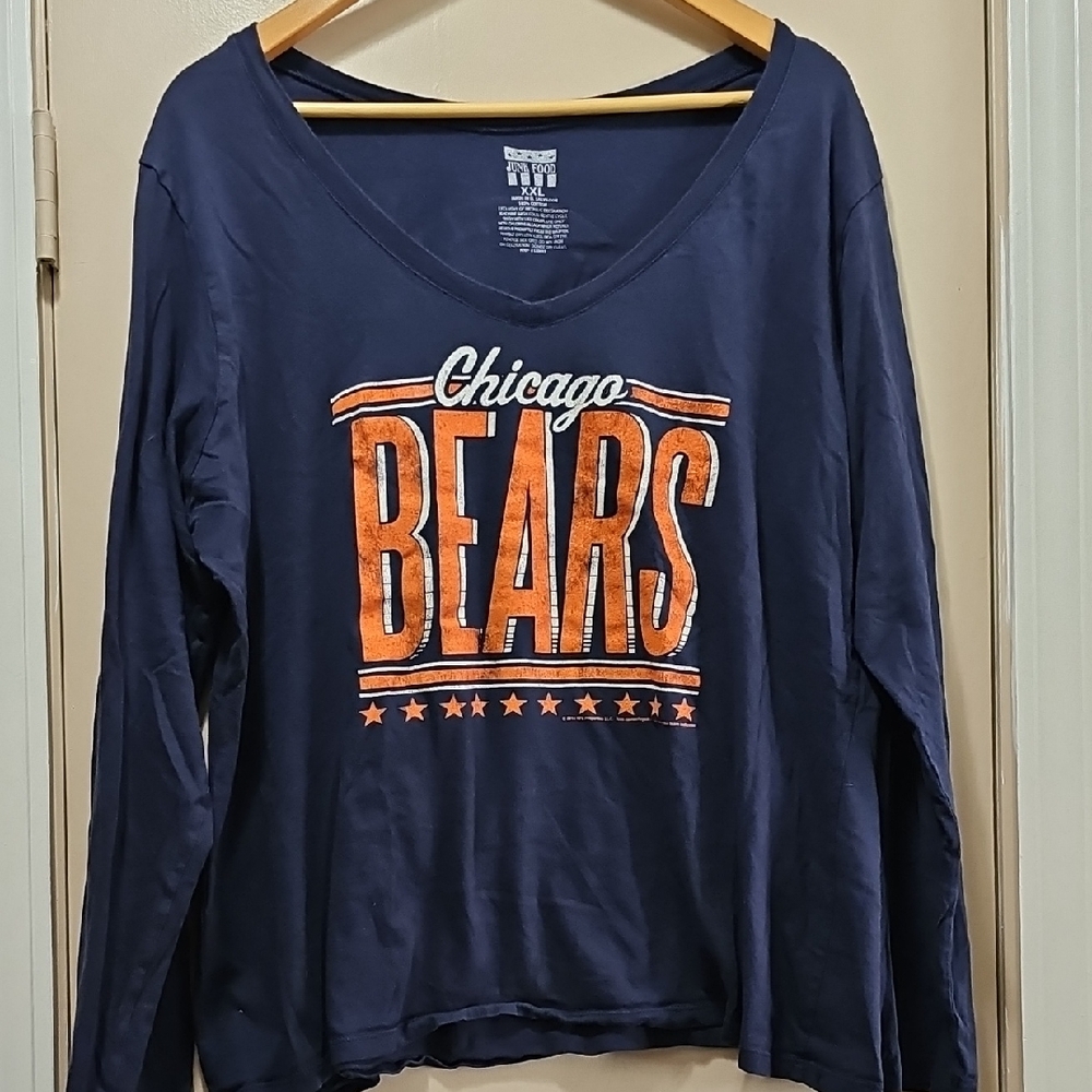 Junk Food Clothing Navy and Orange Chicago Bears Long Sleeve Tee